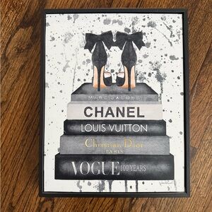 Fashion Stack Wall Art with High Heels - Black, White, Gold Accents